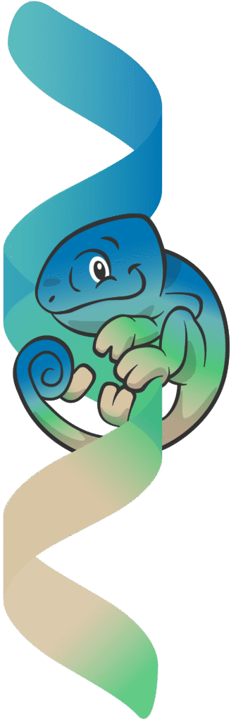 Recylo, the chameleon, our colorful mascot for change